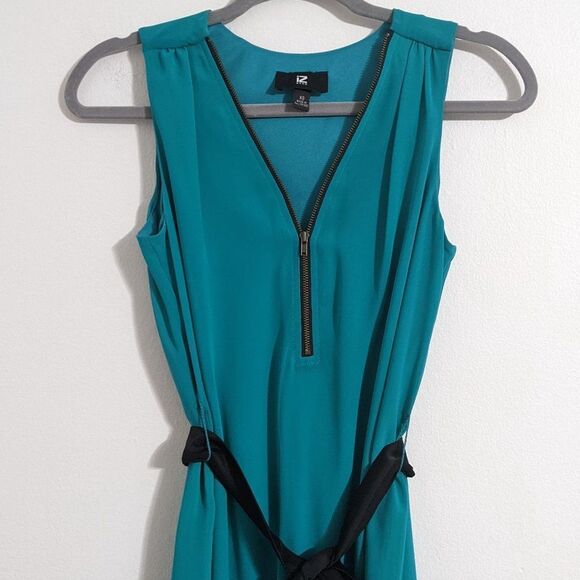 Iz Byer Turquoise Blue Mini Sheath Dress with Tie and Zipper Accent NWT Size XS - Picture 3 of 7